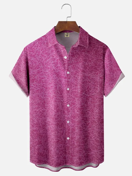 Moisture Wicking Abstract Textured Chest Pocket Hawaiian Shirt