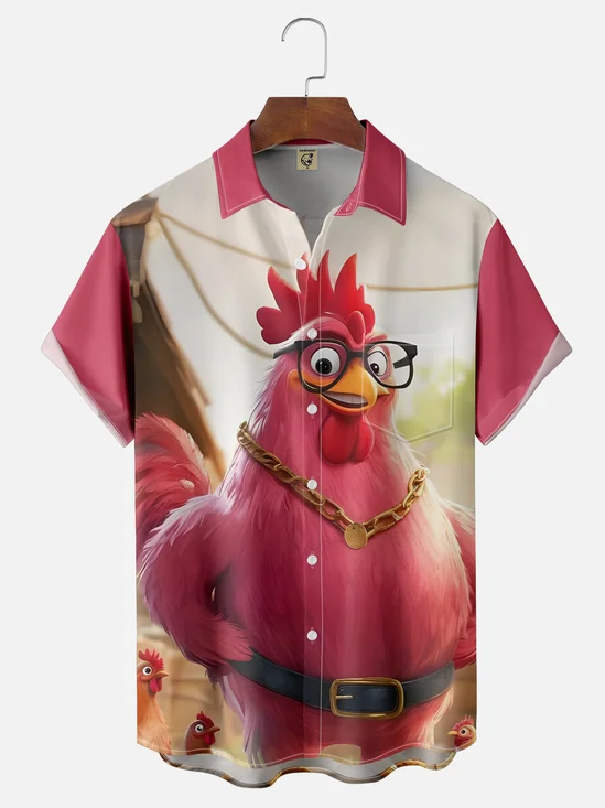 Moisture-wicking Arrogant Rooster Chest Pocket Hawaiian Shirt