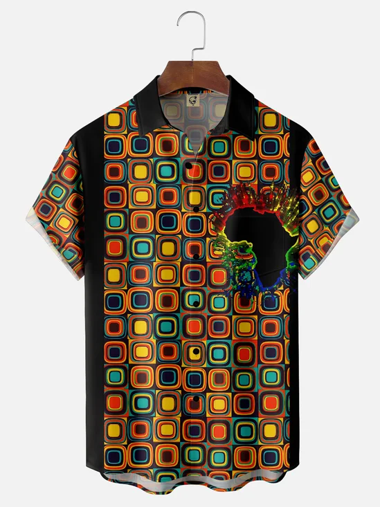 Moisture-wicking Juneteenth African Free Art Chest Pocket Bowling Shirt