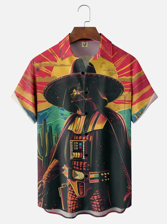 Moisture-wicking Mexican Star Cinco de Mayo Wars Chest Pocket Hawaiian Shirt