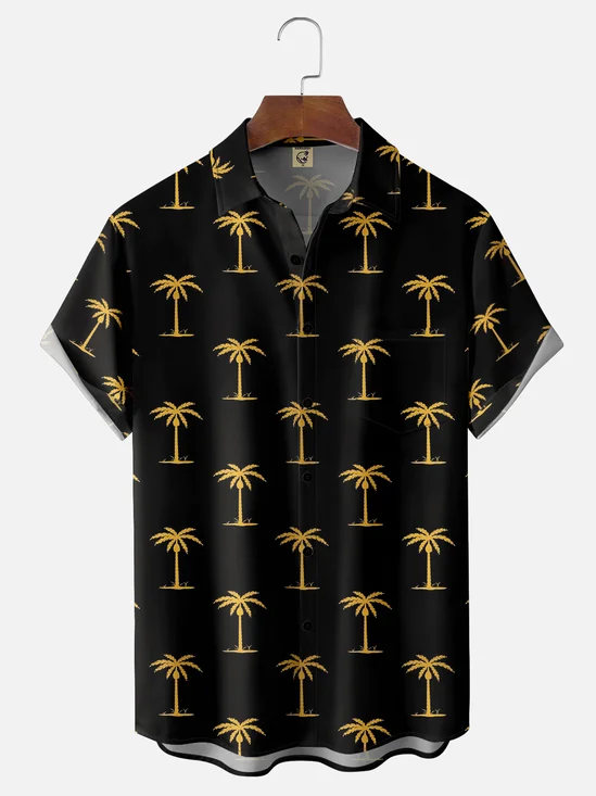 Moisture Wicking Coconut Tree Chest Pocket Hawaiian Shirt