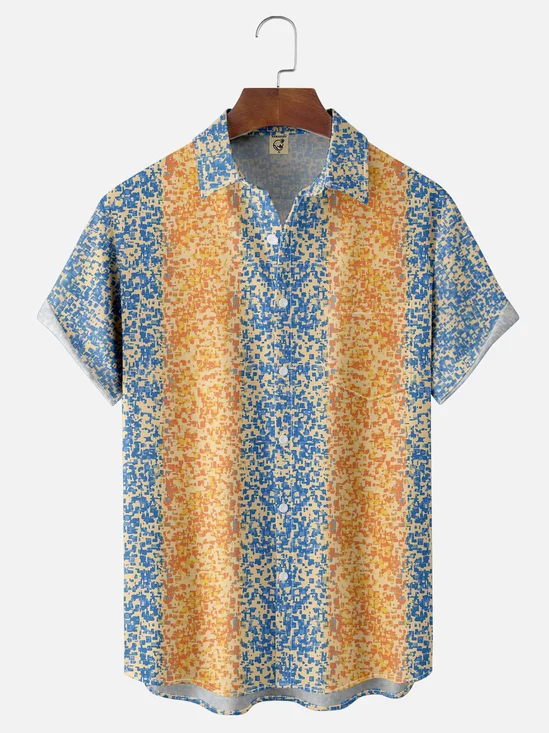 Moisture Wicking Abstract Textured Chest Pocket Hawaiian Shirt