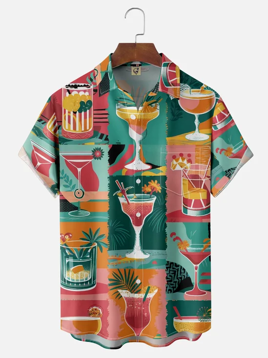 Moisture Wicking Cocktail Chest Pocket Hawaiian Shirt