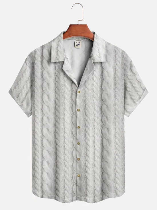 Moisture-wicking Cable Knit Print Casual Shirt