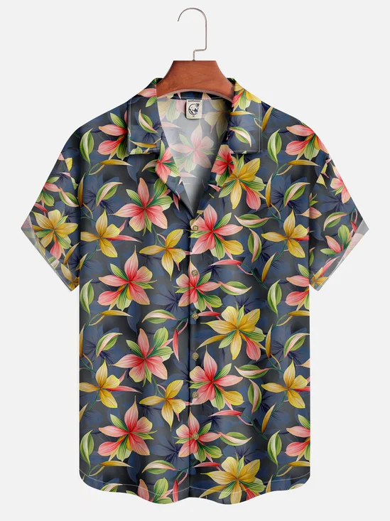 Moisture-wicking Floral Aloha Shirt