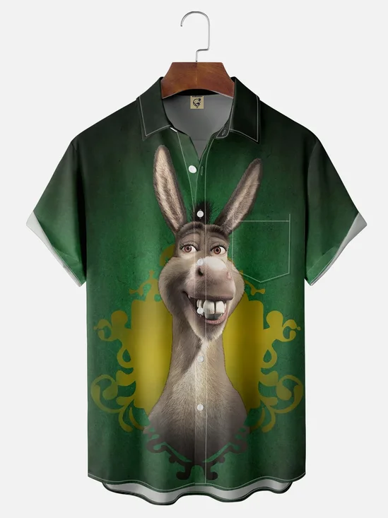 Moisture-wicking Funny Donkey Chest Pocket Casual Shirt