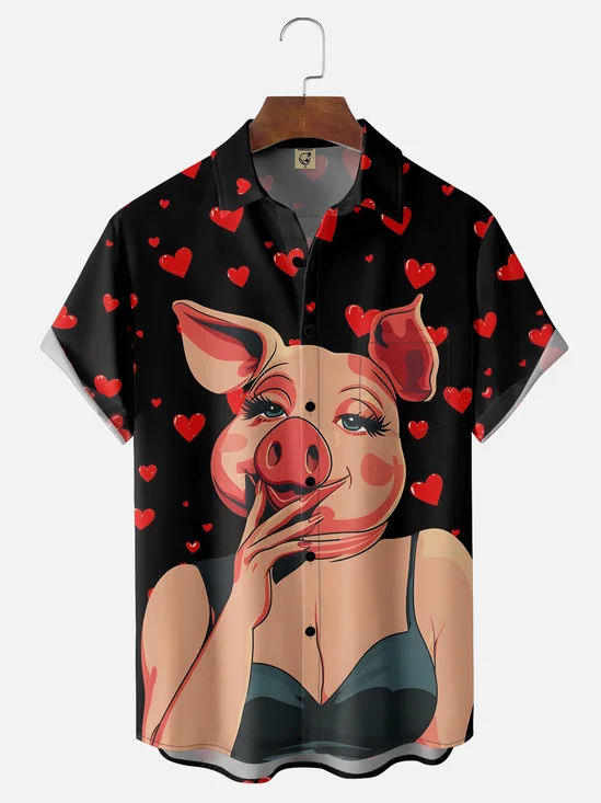 Moisture-wicking Lady Pig Chest Pocket Casual Shirt