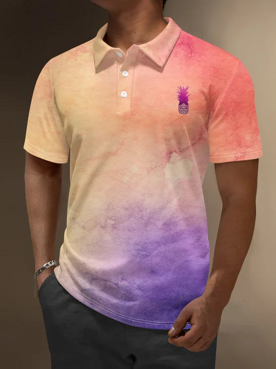 Moisture Wicking Hawaiian Pineapple Gradient Color Golf Polo