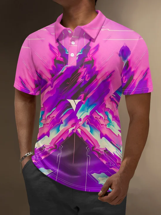 Moisture Wicking Artistic Abstract Gradient Colors Golf Polo