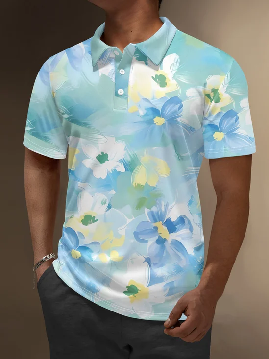 Moisture Wicking Hawaiian Flowers Golf Polo