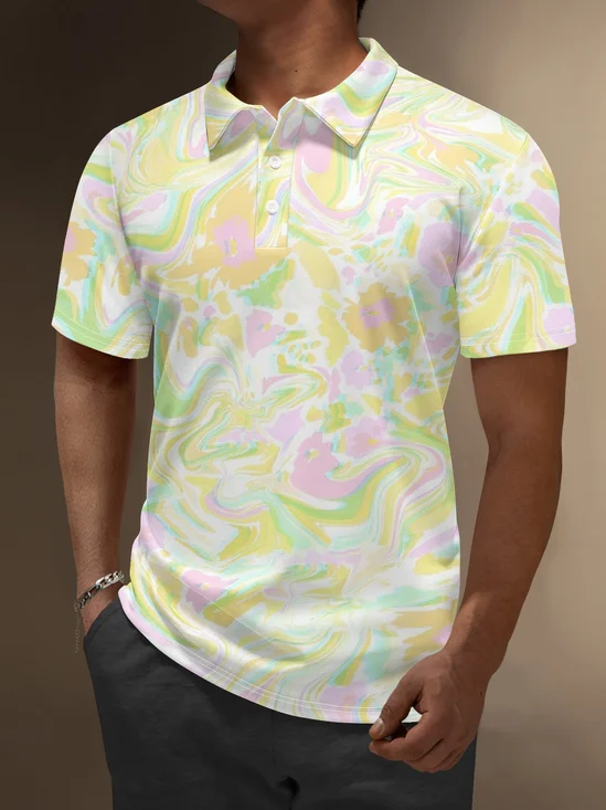 Moisture Wicking Artistic Abstract Gradient Colors Golf Polo