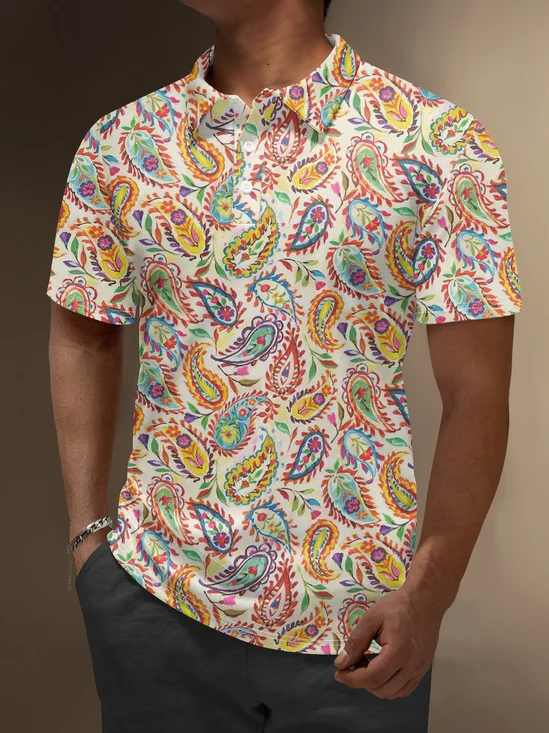 Moisture Wicking Paisley Print Golf Polo