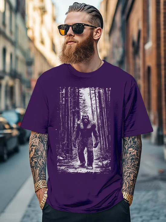 Men's Bigfoot Art Print Fitted T-shirts