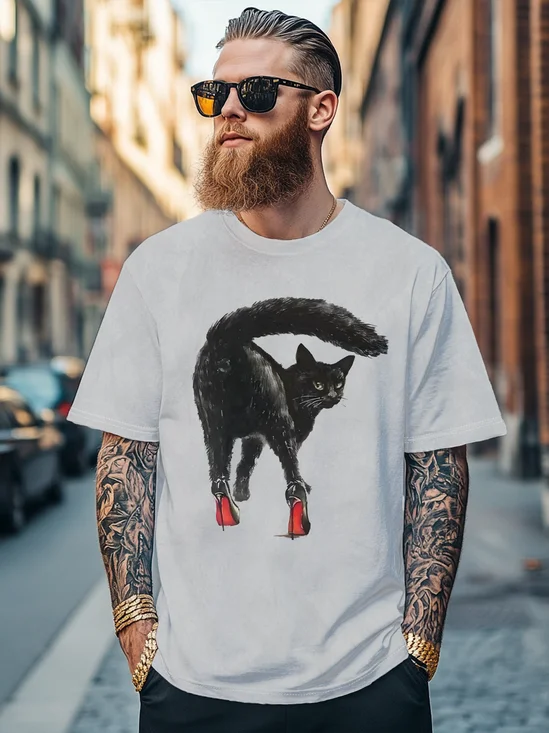 Men's Cat Fun Edgy Fitted T-shirts