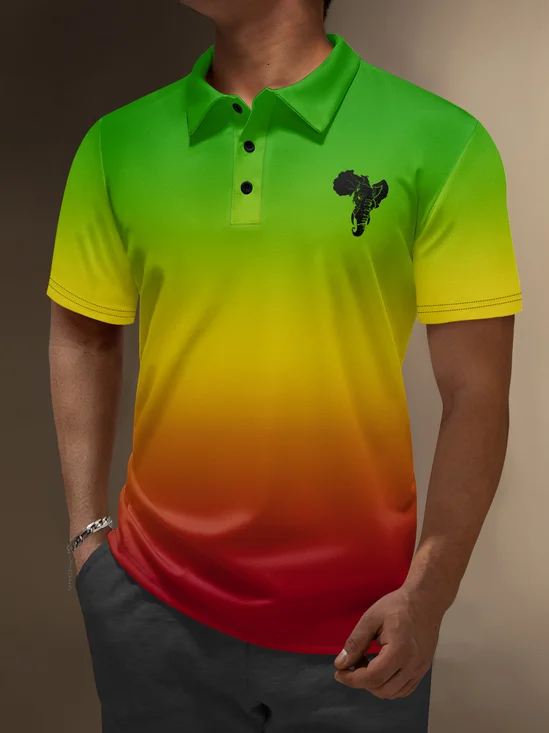 Moisture Wicking Juneteenth Elephant Gradient Golf Polo