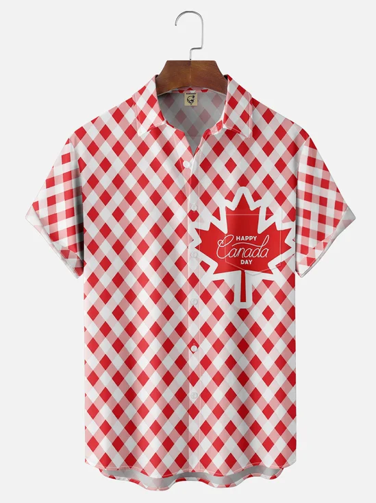 Moisture Wicking Canada Day Maple Leaf Chest Pocket Hawaiian Shirt
