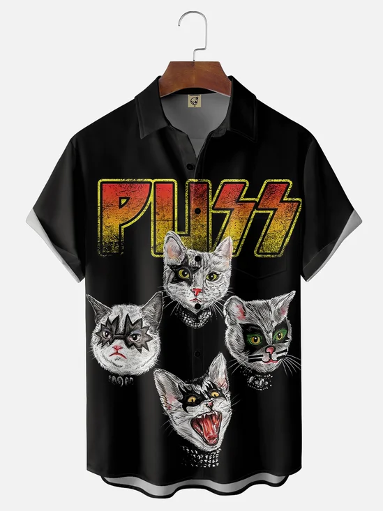 Moisture-wicking Rock Cats Chest Pocket Casual Shirt