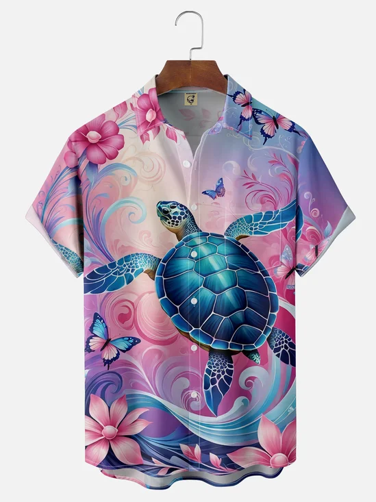 Moisture Wicking Turtle Chest Pocket Hawaiian Shirt