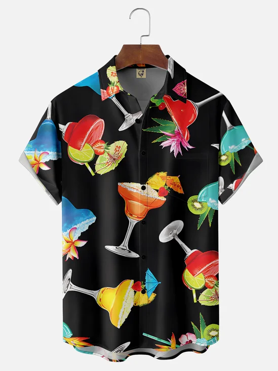 Moisture Wicking Cocktail Chest Pocket Hawaiian Shirt