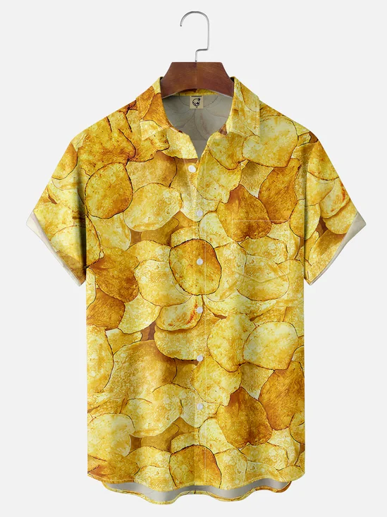 Moisture Wicking Chips Chest Pocket Hawaiian Shirt