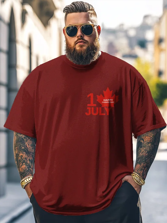 Big Size Men's Canada Day Loose T-shirt