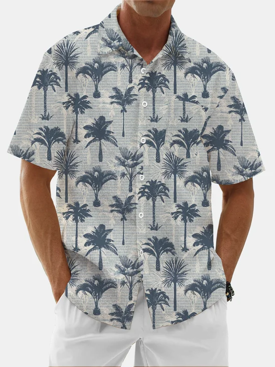 Moisture Wicking Tropical Botanical Chest Pocket Hawaiian Shirt