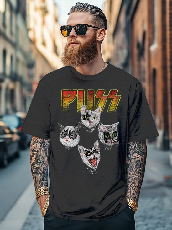 Men's Rock Punk Cats Band Fitted T-shirts