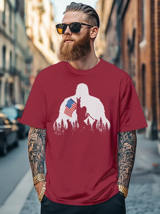 Men's Bigfoot American Flag Fitted T-shirts