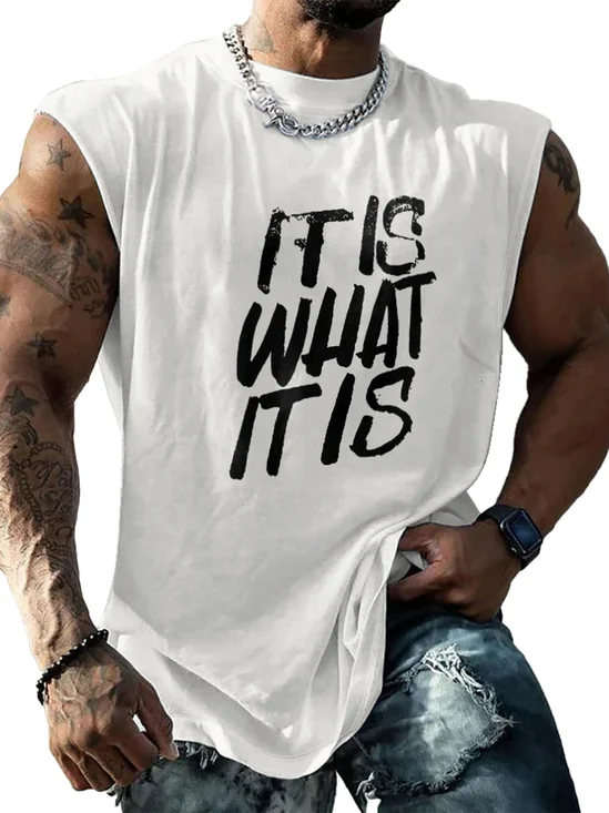 Mens Crewneck Tank Tops It Is What It Is Beach Sleeveless Shirt