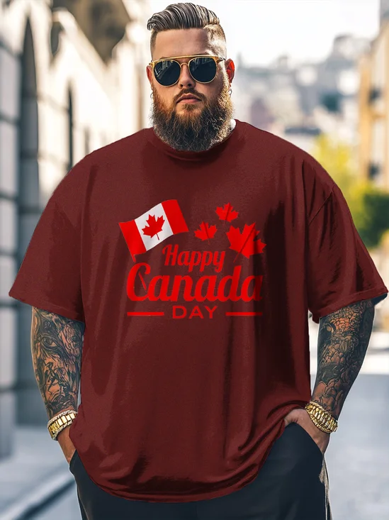 Big Size Men's Happy Canada Day Loose T-shirt