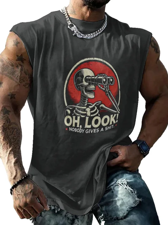 Mens Crewneck Tank Tops Oh Look Nobody Gives A Shit Beach Sleeveless Shirt