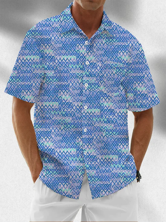 Moisture Wicking Ombre Print Chest Pocket Hawaiian Shirt