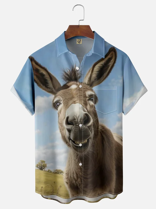 Moisture-wicking Donkey Chest Pocket Hawaiian Shirt