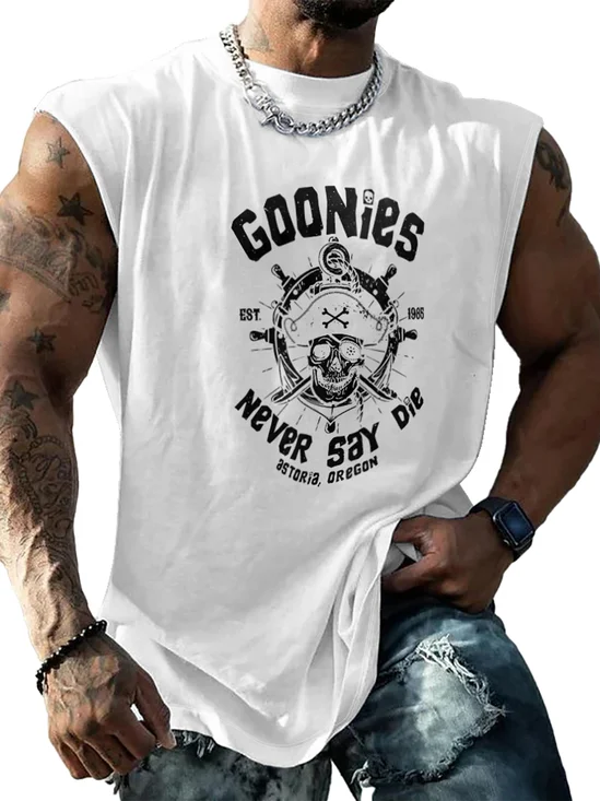 Mens Crewneck Tank Tops Pirate Beach Sleeveless Shirt