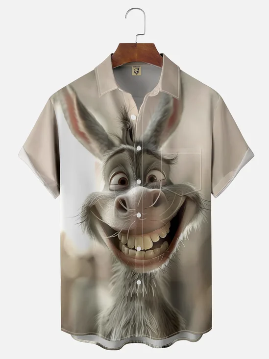 Moisture-wicking Donkey Chest Pocket Hawaiian Shirt