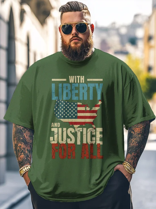 Big Size Men's American Flag Independence Day Loose Fit T-shirt