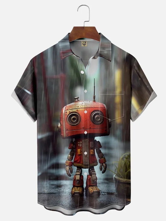 Moisture-wicking Love Death Robot Chest Pocket Casual Shirt