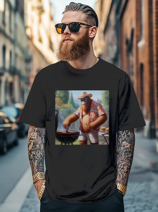 Men's Bigfoot BBQ Party Fitted T-shirts