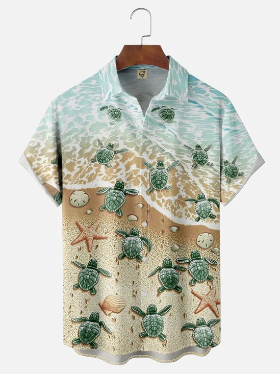 Moisture Wicking Turtle Chest Pocket Hawaiian Shirt