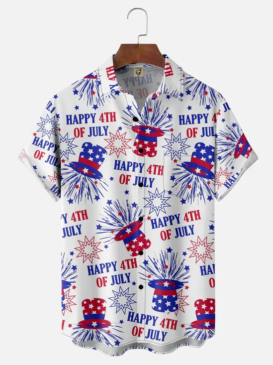 Moisture-wicking Independence Day Chest Pocket Casual Shirt