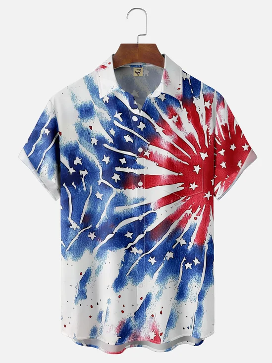 Moisture-wicking Independence Day Chest Pocket Casual Shirt