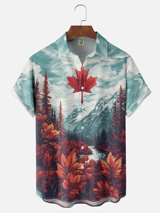 Moisture-wicking Canada Day Chest Pocket Casual Shirt