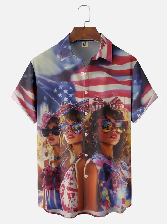 Moisture-wicking American Beauty Chest Pocket Casual Shirt