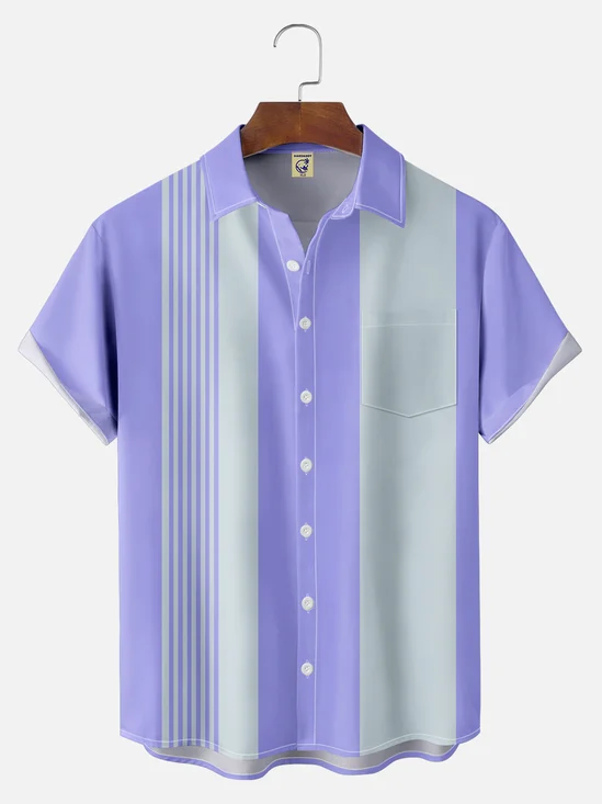 Big Size Moisture-wicking Color Block Chest Pocket Casual Shirt