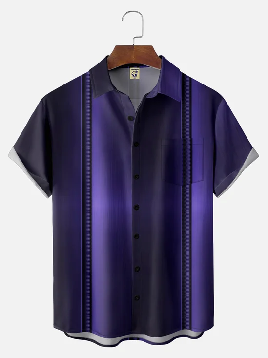 Big Size Moisture-wicking Gradient Color Chest Pocket Casual Shirt