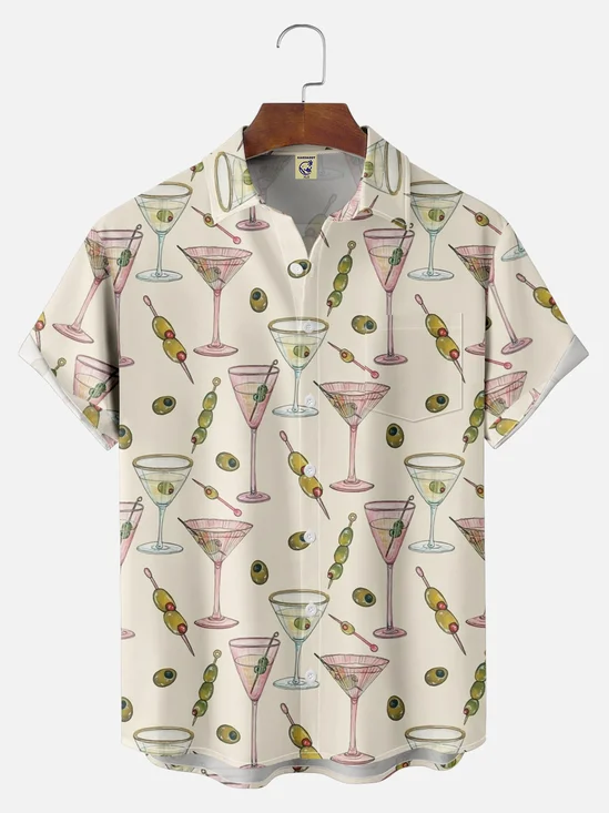 Big Size Moisture Wicking Cocktail Chest Pocket Hawaiian Shirt