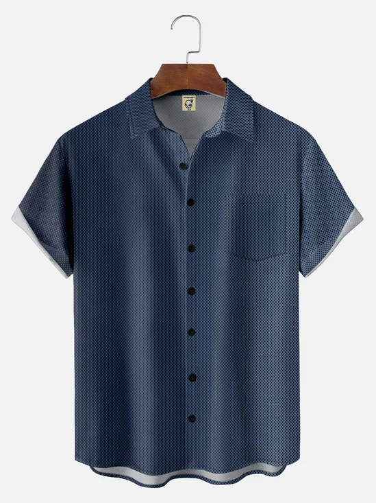 Big Size Moisture-wicking Gradient Color Chest Pocket Casual Shirt