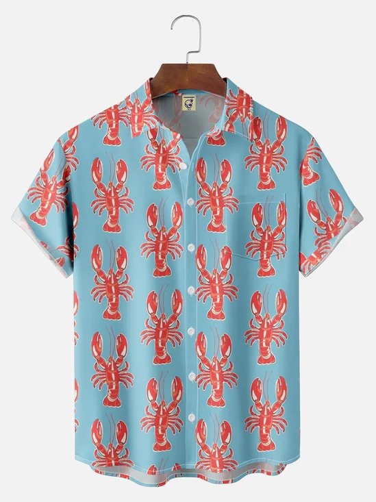 Big Size Moisture-wicking Lobster Chest Pocket Hawaiian Shirt