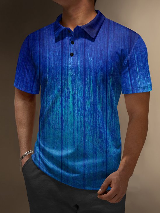 Moisture Wicking Gradient Color Abstract Stripes Short Sleeve Golf Polo