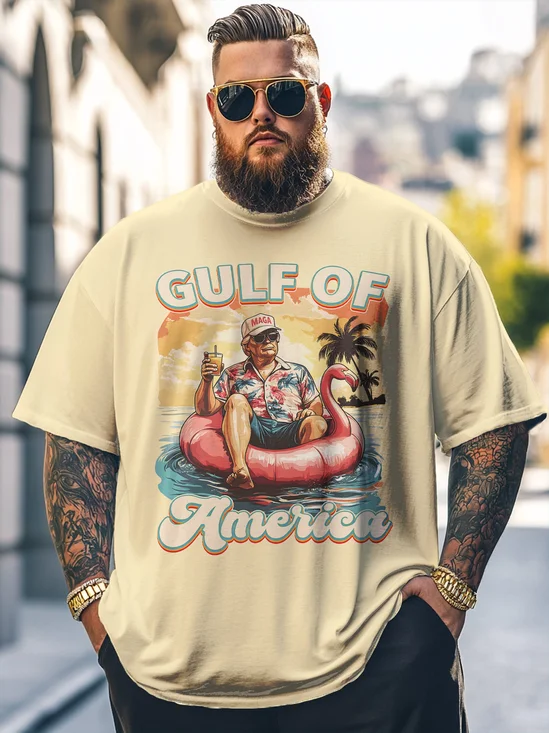 Big Size Men's Funny Trump Vacation Loose T-shirt